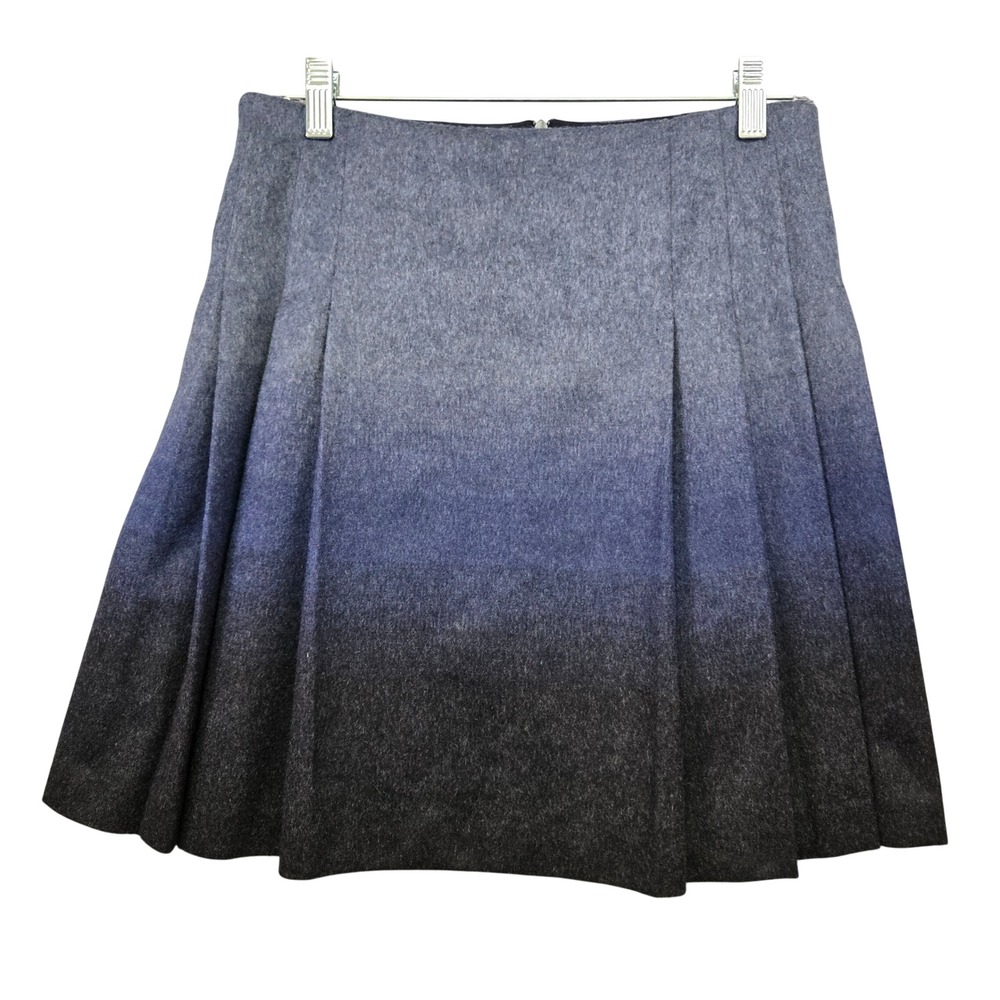 RED Valentino Blue Ombre Wool Blend Pleated Mini Skirt Womens Size 38 IT 2 US